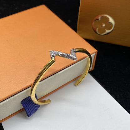 [KELA]VOLTE UPSITE DOWN DIAMOND GOLD OPEN BRACELET