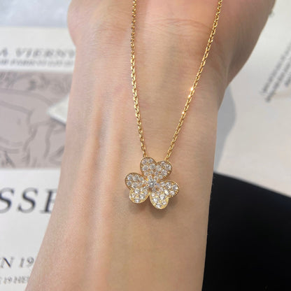 [KELA]PAVÉ DIAMOND FLOWER CHARM NECKLACE