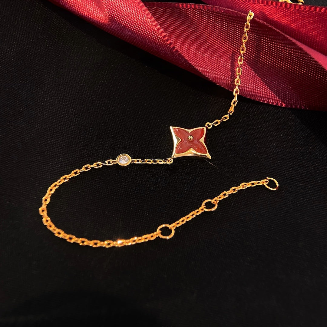[KELA]COLOR STAR CARNELIAN ROSE GOLD DIAMOND BRACELET