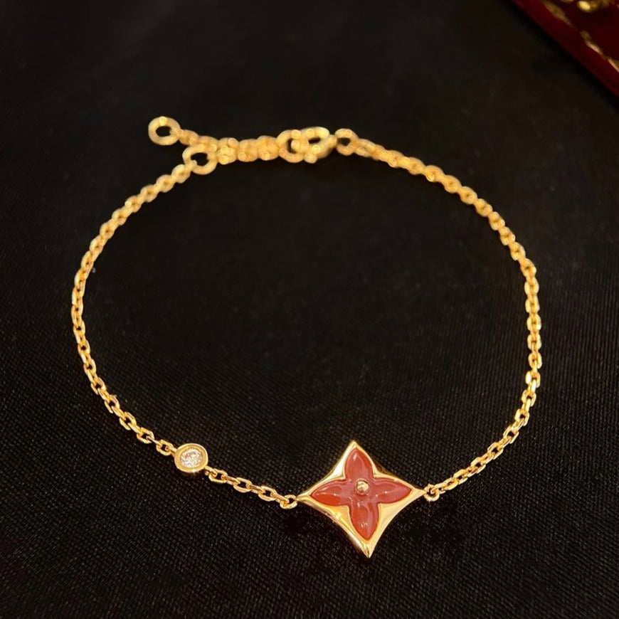 [KELA]COLOR STAR CARNELIAN ROSE GOLD DIAMOND BRACELET