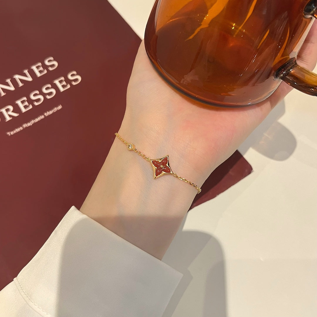 [KELA]COLOR STAR CARNELIAN ROSE GOLD DIAMOND BRACELET