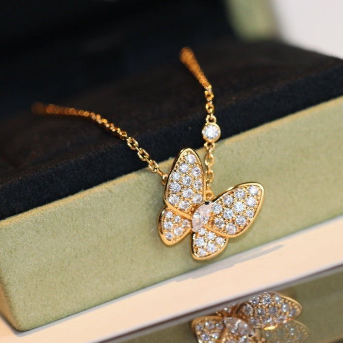 [KELA]BUTTERFLY DIAMOND CHARM NECKLACE
