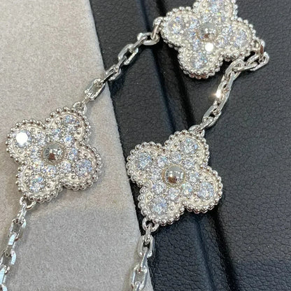 [KELA]LUCKY CLOVER 5-MOTIF BRACELET - FULL-DIAMOND
