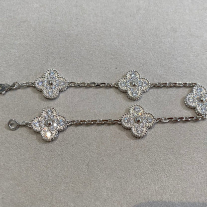 [KELA]LUCKY CLOVER 5-MOTIF BRACELET - FULL-DIAMOND