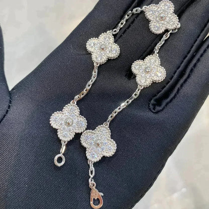 [KELA]LUCKY CLOVER 5-MOTIF BRACELET - FULL-DIAMOND
