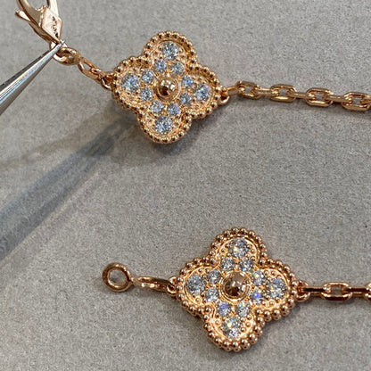 [KELA]LUCKY CLOVER 5-MOTIF BRACELET - FULL-DIAMOND