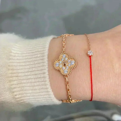 [KELA]LUCKY CLOVER 5-MOTIF BRACELET - FULL-DIAMOND