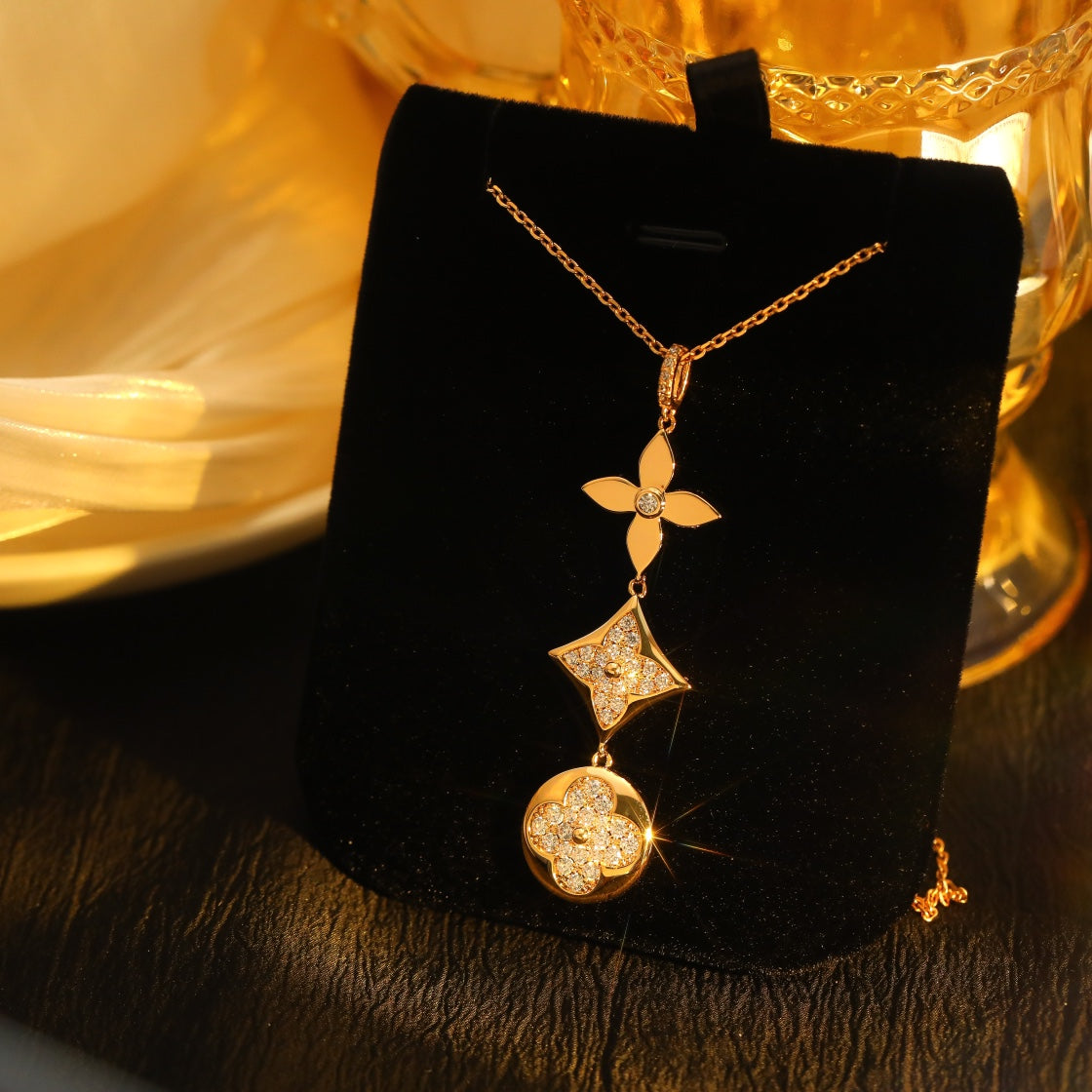 [KELA]STAR AND SUN DIAMOND ROSE GOLD NECKLACE