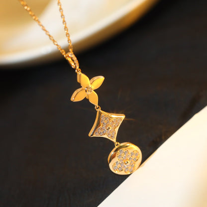 [KELA]STAR AND SUN DIAMOND ROSE GOLD NECKLACE