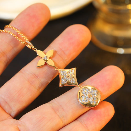 [KELA]STAR AND SUN DIAMOND ROSE GOLD NECKLACE