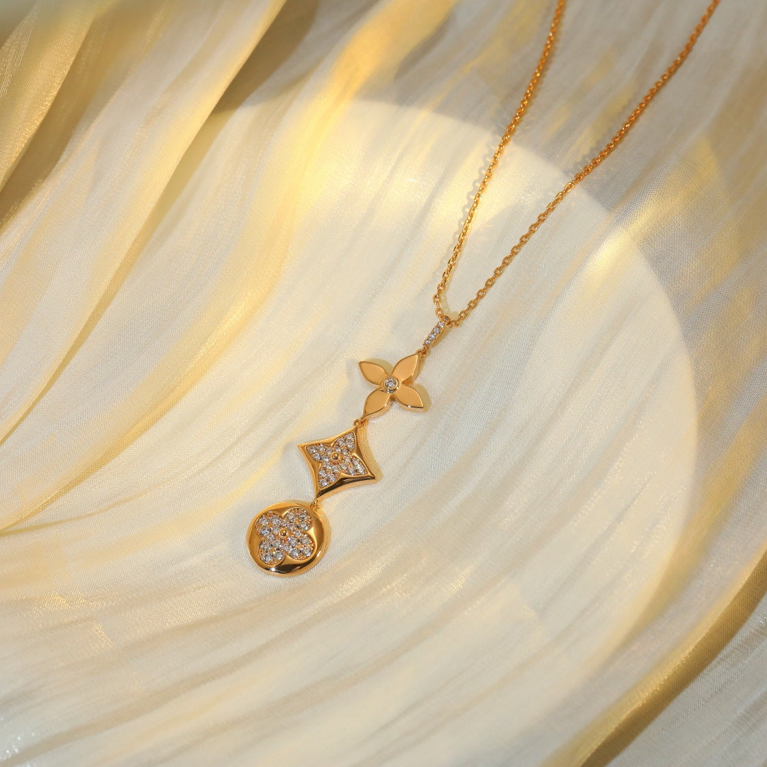 [KELA]STAR AND SUN DIAMOND ROSE GOLD NECKLACE