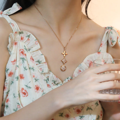[KELA]STAR AND SUN DIAMOND ROSE GOLD NECKLACE