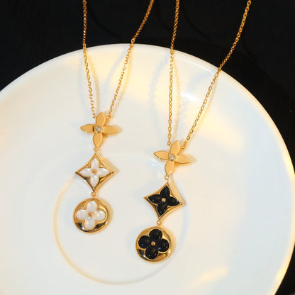 [KELA]STAR AND SUN ONYX ROSE GOLD NECKLACE