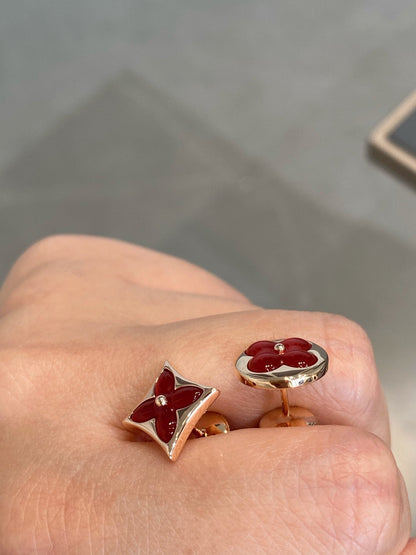 [KELA]STAR AND SUN ROSE GOLD CARNELIAN STUD EARRINGS