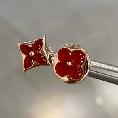 [KELA]STAR AND SUN ROSE GOLD CARNELIAN STUD EARRINGS