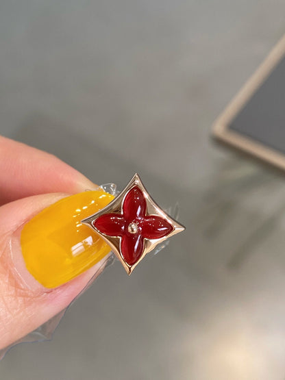 [KELA]STAR AND SUN ROSE GOLD CARNELIAN STUD EARRINGS