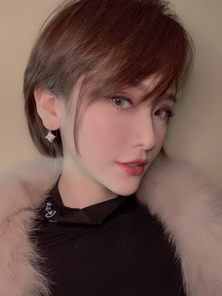 [KELA]DOUBLE STAR ROSE GOLD MOP DROP EARRINGS