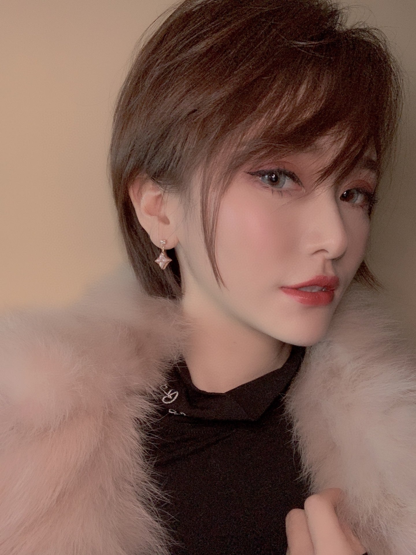 [KELA]DOUBLE STAR ROSE GOLD MOP DROP EARRINGS