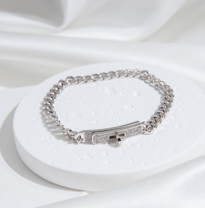 [KELA]KELLY CHAIN SILVER DIAMOND BRACELET