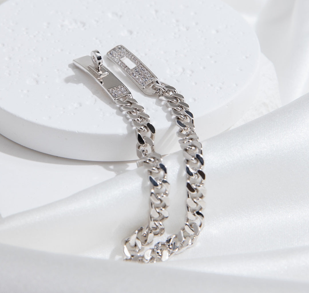 [KELA]KELLY CHAIN SILVER DIAMOND BRACELET