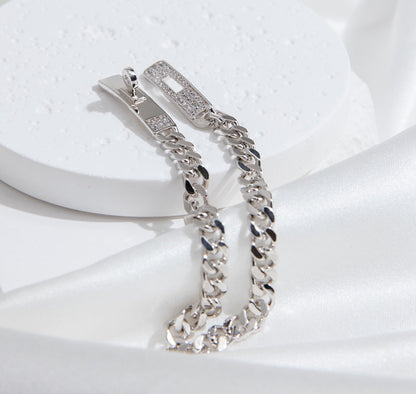 [KELA]KELLY CHAIN SILVER DIAMOND BRACELET