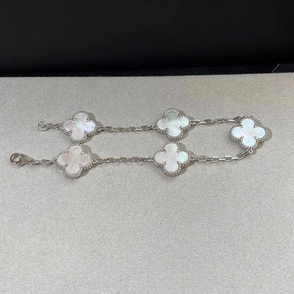 [KELA]LUCKY CLOVER 5-MOTIF BRACELET - WHITE MOTHER-OF-PEARL COLLECTION