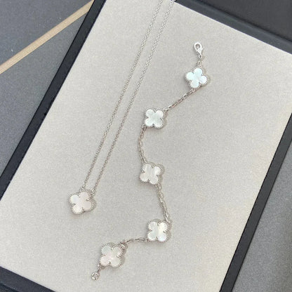 [KELA]LUCKY CLOVER 5-MOTIF BRACELET - WHITE MOTHER-OF-PEARL COLLECTION