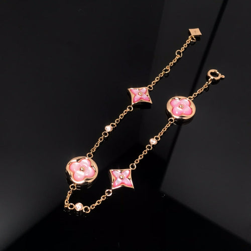 [KELA]STAR AND SUN 4 MOTIF PINK MOP ROSE GOLD BRACELET