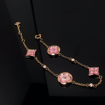 [KELA]STAR AND SUN 4 MOTIF PINK MOP ROSE GOLD BRACELET