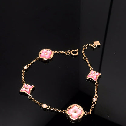 [KELA]STAR AND SUN 4 MOTIF PINK MOP ROSE GOLD BRACELET