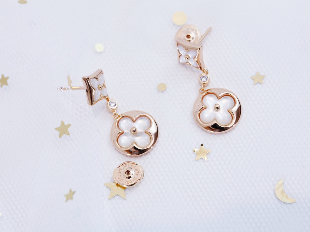 [KELA]STAR AND SUN ROSE GOLD MOP DROP EARRINGS