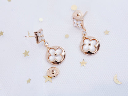 [KELA]STAR AND SUN ROSE GOLD MOP DROP EARRINGS