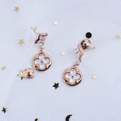 [KELA]STAR AND SUN ROSE GOLD MOP DROP EARRINGS