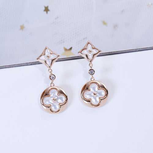 [KELA]STAR AND SUN ROSE GOLD MOP DROP EARRINGS