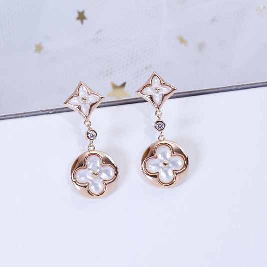 [KELA]STAR AND SUN ROSE GOLD MOP DROP EARRINGS