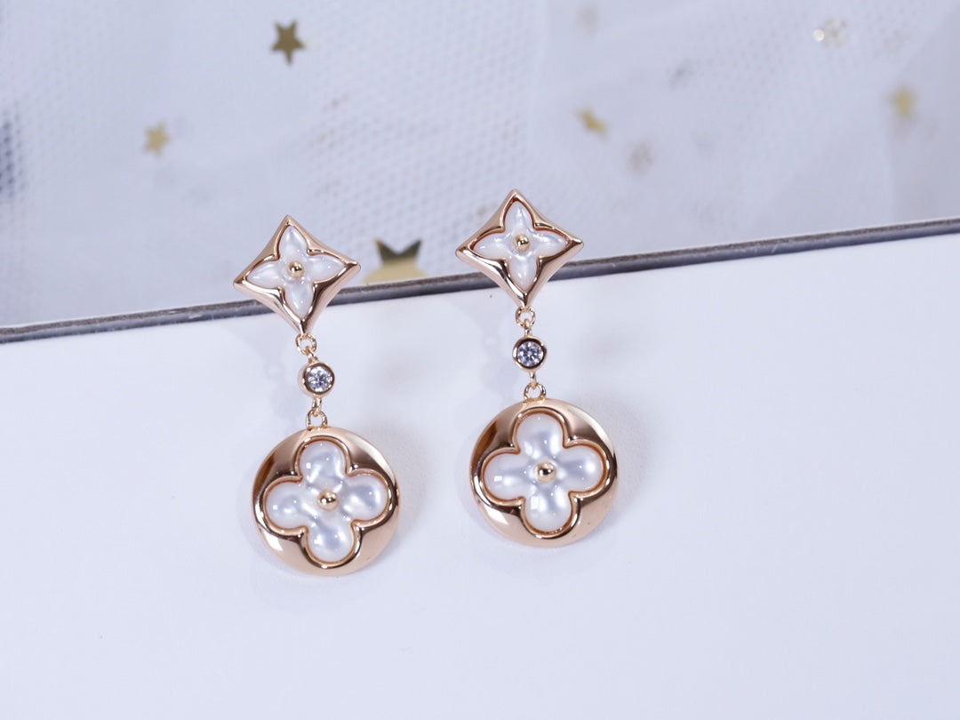 [KELA]STAR AND SUN ROSE GOLD MOP DROP EARRINGS