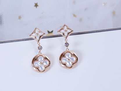 [KELA]STAR AND SUN ROSE GOLD MOP DROP EARRINGS