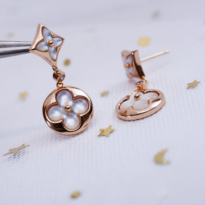 [KELA]STAR AND SUN ROSE GOLD MOP DROP EARRINGS