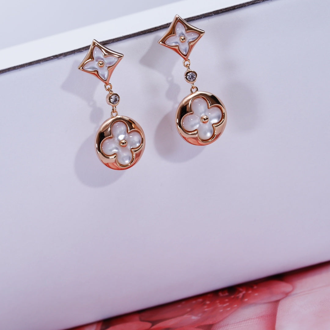 [KELA]STAR AND SUN ROSE GOLD MOP DROP EARRINGS