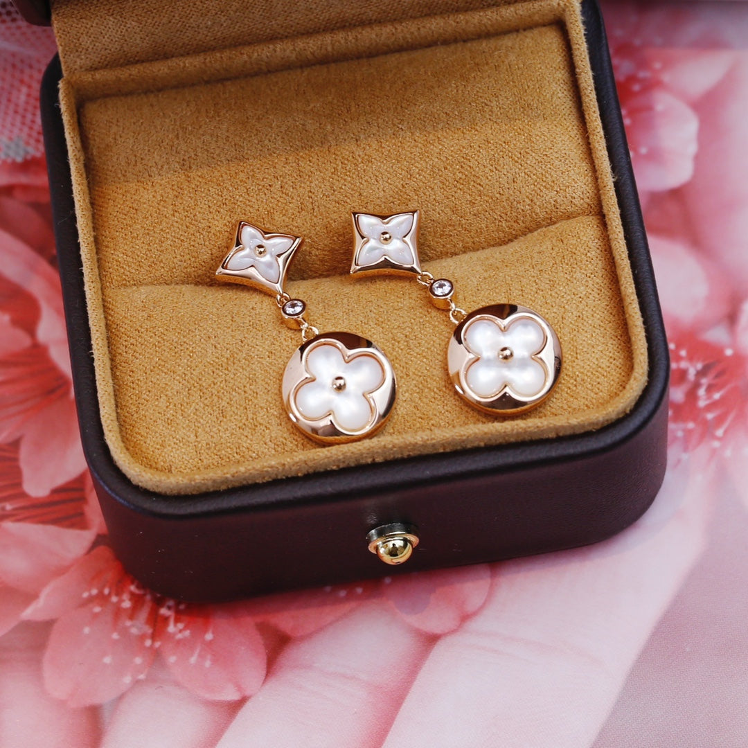 [KELA]STAR AND SUN ROSE GOLD MOP DROP EARRINGS