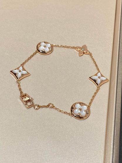 [KELA]STAR AND SUN 5 MOTIF MOP ROSE GOLD BRACELET