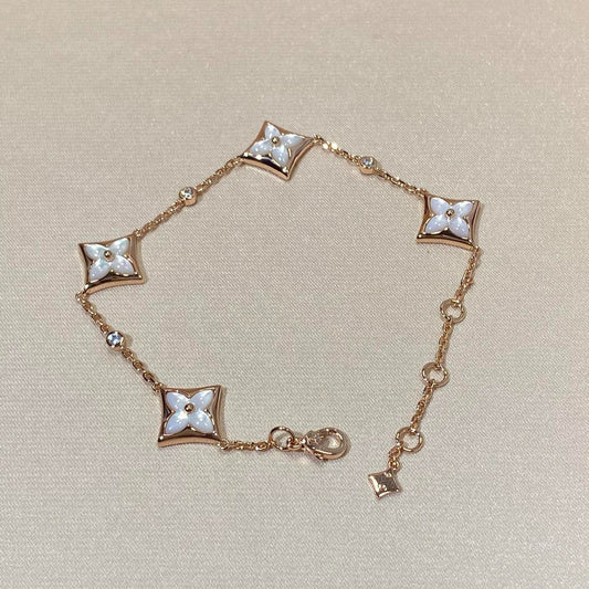 [KELA]STAR 4 MOTIF MOP DIAMOND ROSE GOLD BRACELET