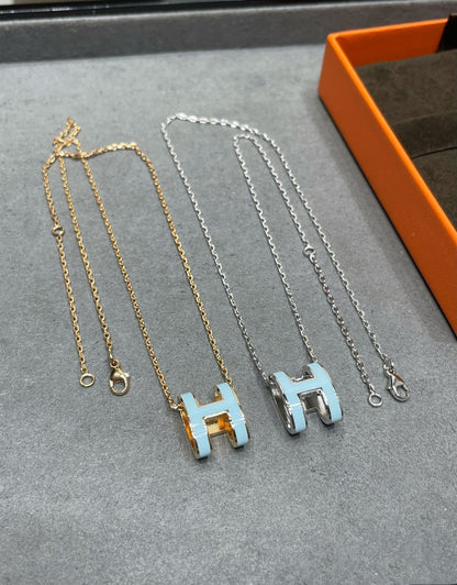 [KELA]POP H SKY BLUE NECKLACE
