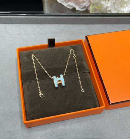 [KELA]POP H SKY BLUE NECKLACE