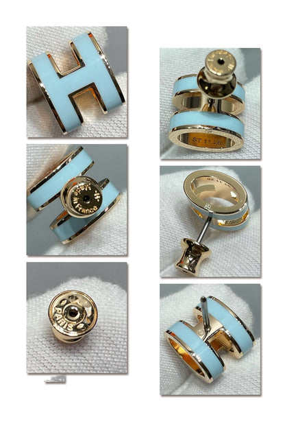 [KELA]POP H SKY BLUE STUD EARRINGS