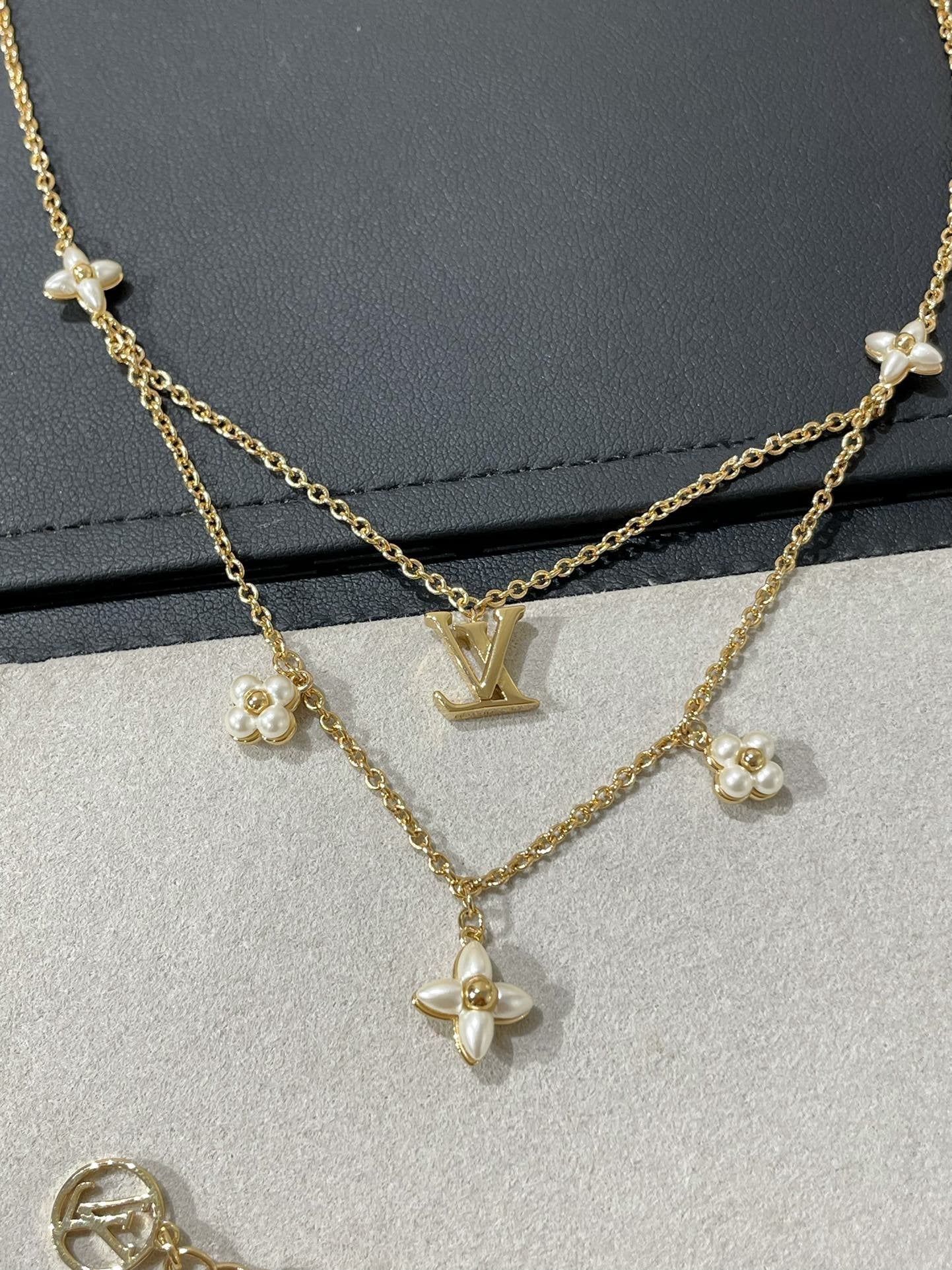 [KELA]FLOWERGRAM GOLD MOP DOUBLE ROW NECKLACE