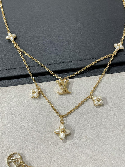 [KELA]FLOWERGRAM GOLD MOP DOUBLE ROW NECKLACE