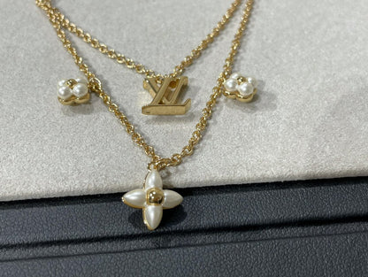 [KELA]FLOWERGRAM GOLD MOP DOUBLE ROW NECKLACE