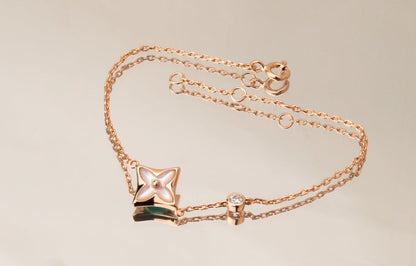 [KELA]STAR PINK MOP 1 DIAMOND ROSE GOLD NECKLACE