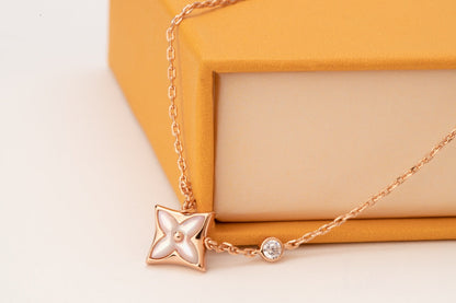 [KELA]STAR PINK MOP 1 DIAMOND ROSE GOLD NECKLACE